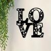 Matte Black Floral Metal LOVE Wall Decor Wedding Anniversary Gift Vintage Home Art