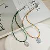 Böhmische Kristallperlenkette Frisch Vielseitig Regenbogenfarben Blume Anhänger Schlüsselbein Kette Süß Teenager Stil Schmuck