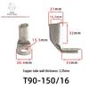 T90 Copper Tube Terminal, 90-Degree Right-Angle Bend Crimp Lug, T90-6/5 To T90-240/16 Copper Wire Lug