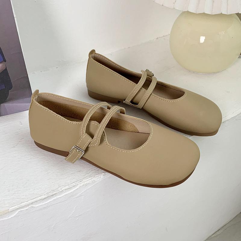 

Женские туфли на плоской подошве, новые весенние туфли с мелким вырезом, на мягкой подошве, нежные туфли Мэри Джейн, маленькие кожаные туфли 40 абрикосовый