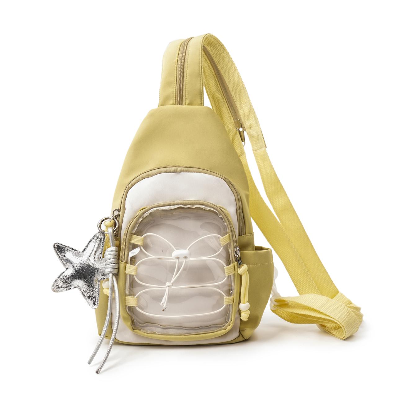 

Women s Patchwork Clear Window Star Charm Fanny Pack Cute Casual Women Daily Street Backpacks 2026 Small Fashion Female Bags 19cmx8cmx33cm жёлтый