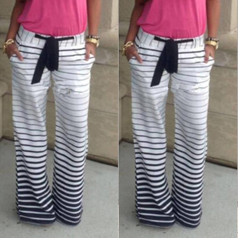 Women Bohemia Long Pants Floral Print Straight Casual Loose Trousers With Micro Fiber Material