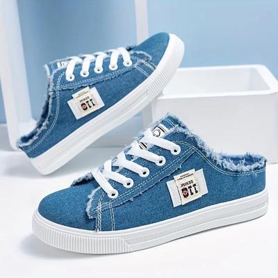 Fashion Women's Fashion Flat Sneakers Casual Lace Up Round Toe Non Slip Canvas Shoes Casual Walking Slides Shoes