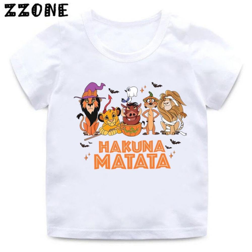 The Lion King Simba Halloween Print Cartoon Kids T-Shirts Cute Girls Clothes Baby Boys Short Sleeve Summer Children Tops