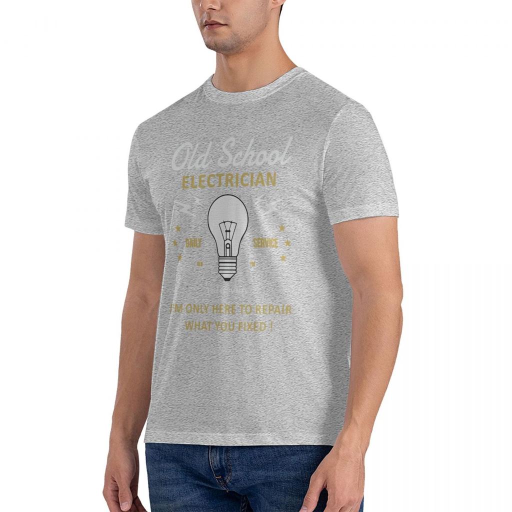 2024 Fashion Funny Novelty Joke Old School Electrician Mens T-Shirt Top Electrical Engineer Tees