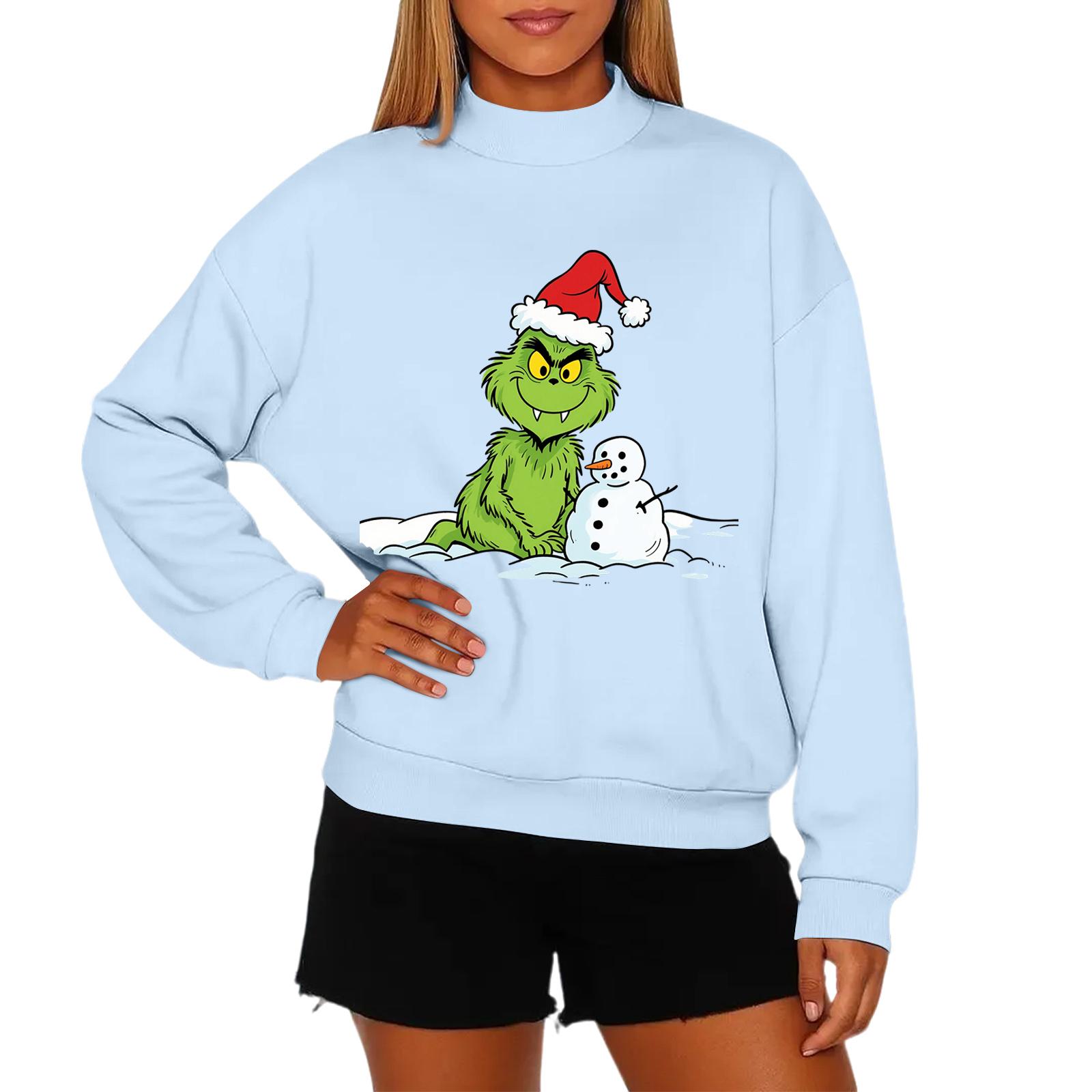 

Женская модная повседневная толстовка с круглым вырезом и длинными рукавами с рождественским принтом S