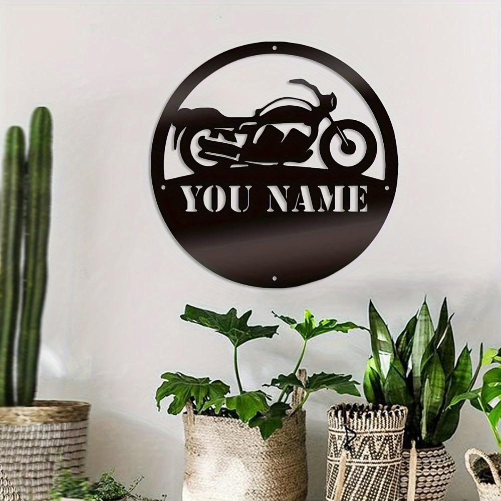 Personalized Motorcycle Themed Wall Art Deco Custom Named Iron Plaque Matte Finish Reusable Garage Home Commercial Decor