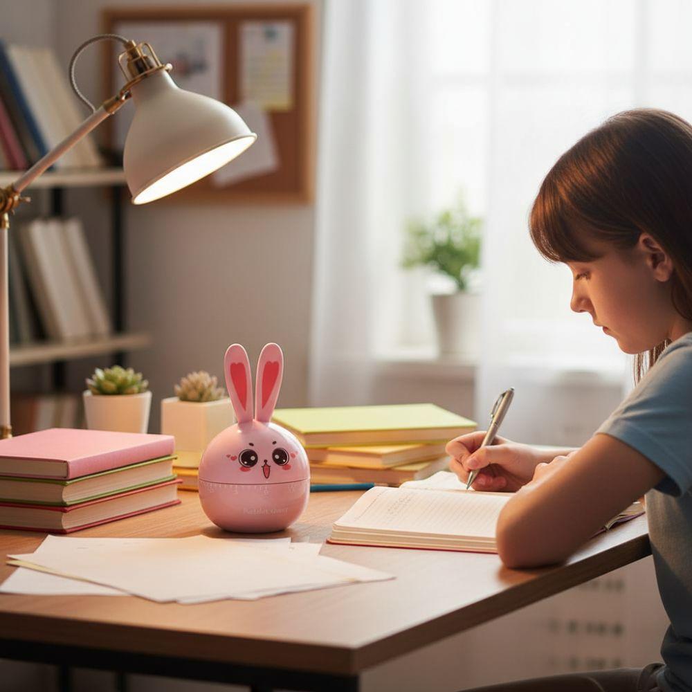 Cartoon Rabbit Shape Kitchen Timer High Accuracy Battery Free Mechanical Timer Adjustable Children Study Timer Kitchen Use