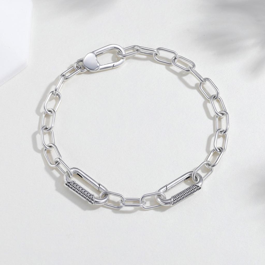 New 925 Silver Bracelet with Diamond Clasp Beaded Charm DIY Jewelry for Women Perfect Holiday Gift