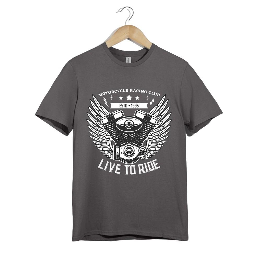 Live to Ride TShirt Unisex Motorcycle Engine Wings Racing Club Graphic Biker Tee