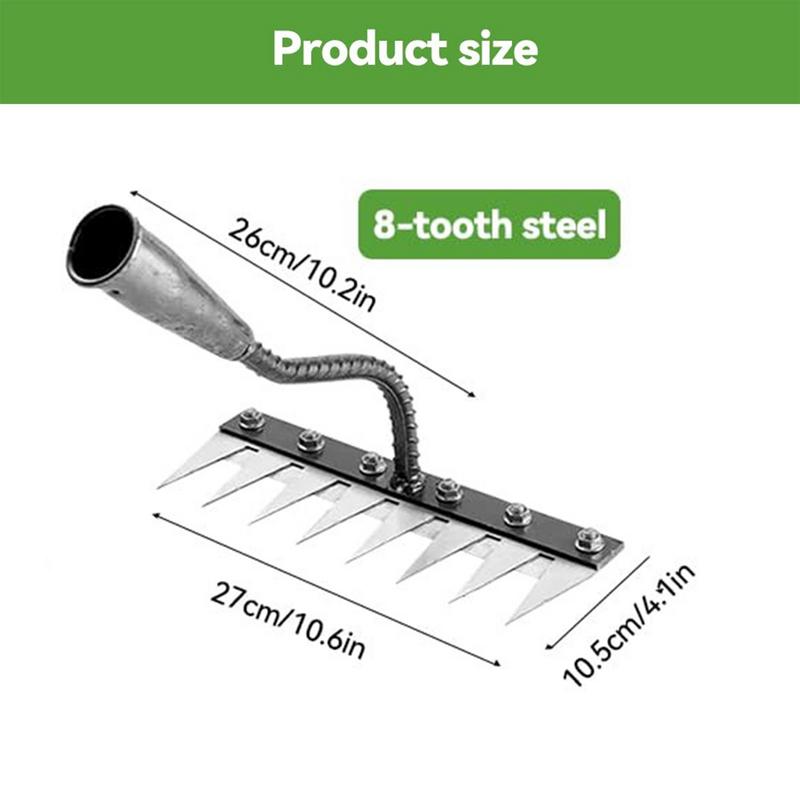7/8 Teeth Carbon Steel Garden Hand Rake Farm Tool Weeding Scarifier Agricultural Nail Harrow Metal Harrow Garden Weeding Tool