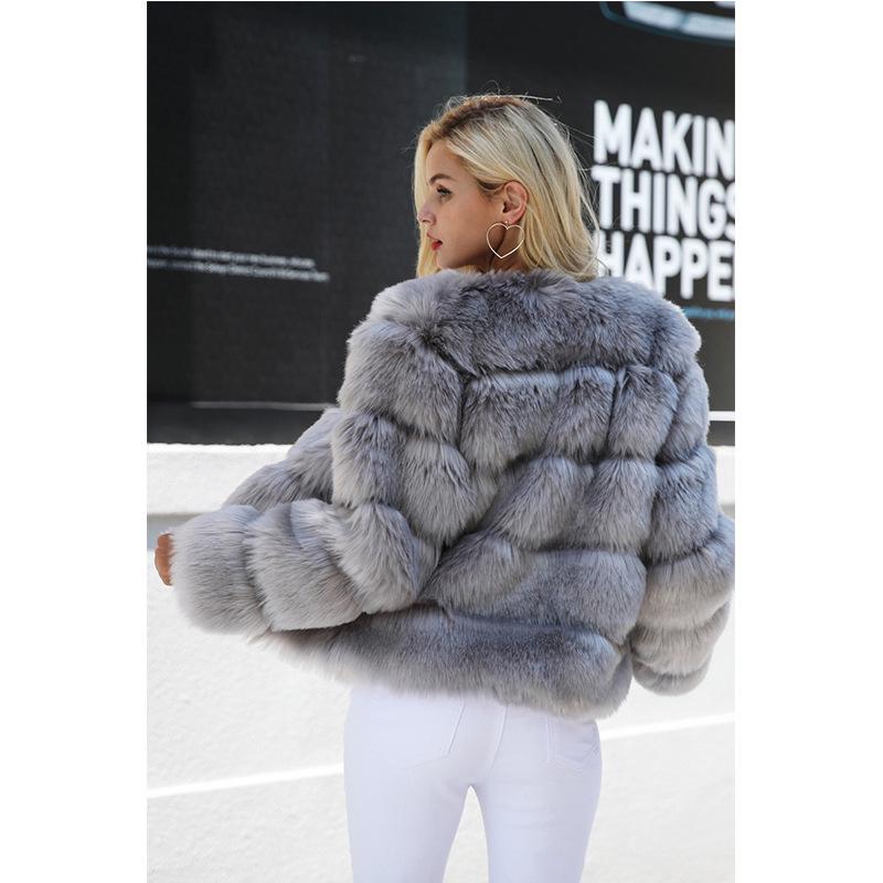 Fur new fashion fox fur imitation fur coat women's Korean version warm slim fur coat