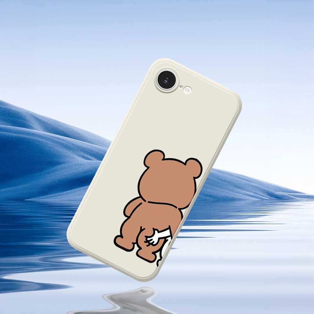 For iPhone 16e Case Pinch Bear Butt Pattern Printing Straight Edge TPU Phone Back Cover