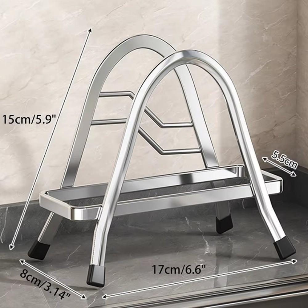 Multi-functional Pot Lid Holder Simple Style Stainless Steel Board Stand Integrated Structure Durable Countertop Organizer