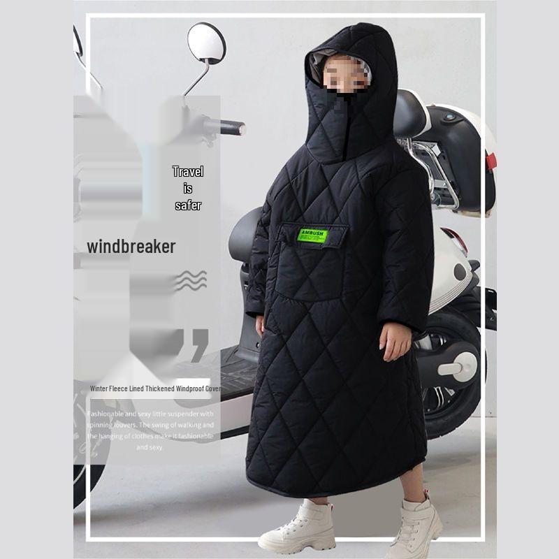 Winddichte Winter Fleece-Gevoerde Motorfiets Achterzittinghoes voor Kinderen
