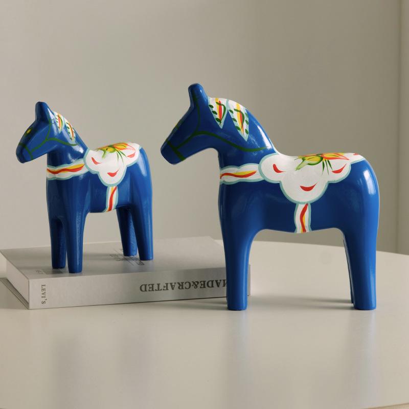 (PH)1/2PCS Dalecarlian Horse Ornament Novelty Traditional Home Decoration Collection Souvenir Memento Swedish Dala Horse Statue