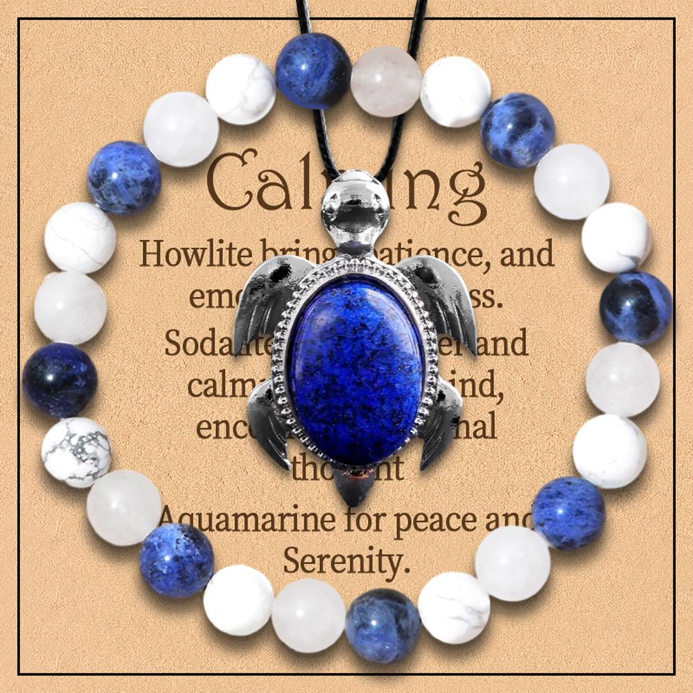 2 Piece Stylish Jewelry Set, Balancing Mood Bracelet Sodalite and Aquamarine Beaded Bracelet for Any Occasion