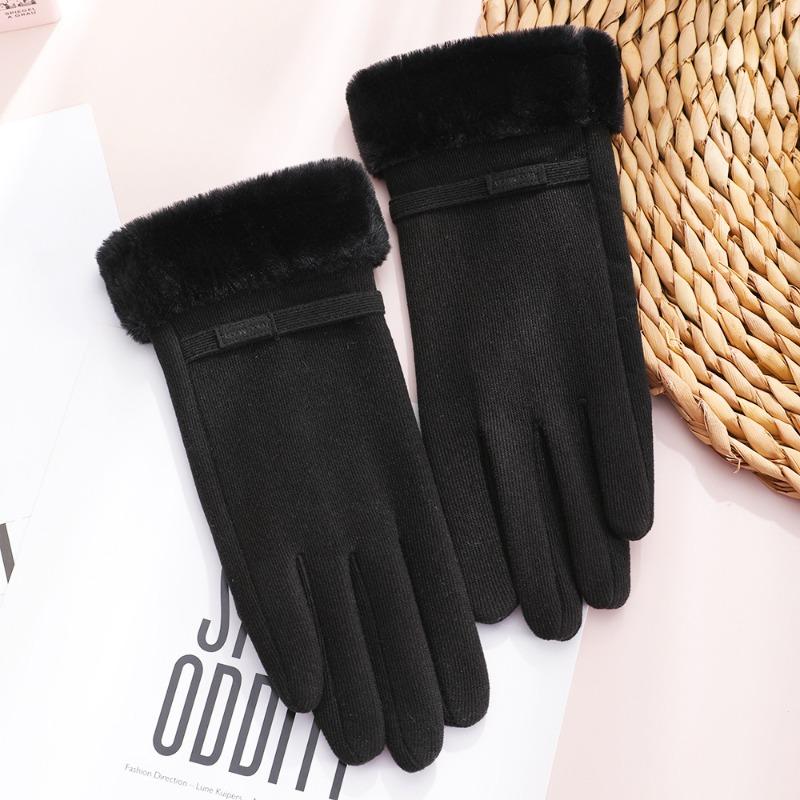Warm gloves women's German velvet outdoor sports cycling velvet touch screen cold and windproof autumn and winter gloves