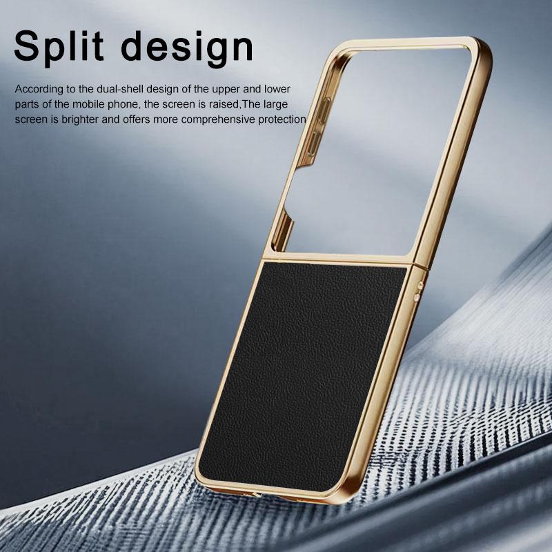 Für Samsung Galaxy Z Flip 7 Hülle Luxus PU Leder Skin Plating Schlanke Schutz-Rückseite Hülle für Samsung Z Flip7 Handyhülle