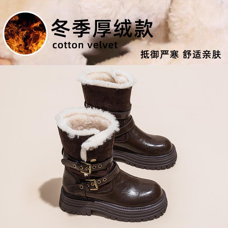 

Женские зимние сапоги, новые, зимние, на толстой подошве, с увеличением высоты, с утолщенной подкладкой, средней высоты, универсальные короткие сапоги 40