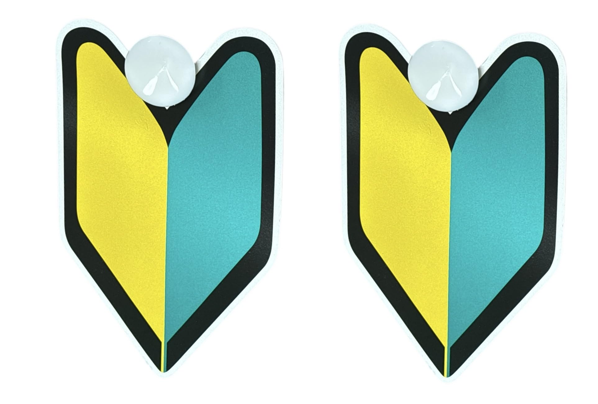 

Suction Cup Type, Easy to Use, Set of 2: Beginner Mark, Wakaba Mark, Reflective, Suction Cup Type, New Driver Mark standard size жовтий