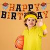 Basketball Happy Birthday Banner Basketball Theme Birthday Party Decoration Kids Teenagers Boys Men Birthday Party Bunting Sign, Orange
