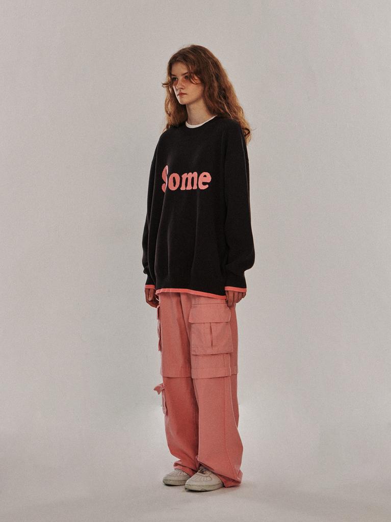 SOME PLACE Some Graphic Oversized Pullover Knit T-Shirt [Brown]
