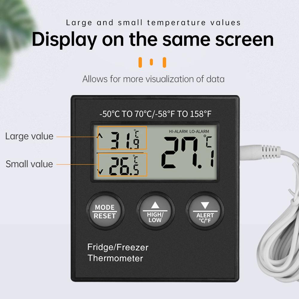 Digital Fridge Thermometer with Temperature Alarm LCD Display Digital Refrigerator Freezer Thermometer