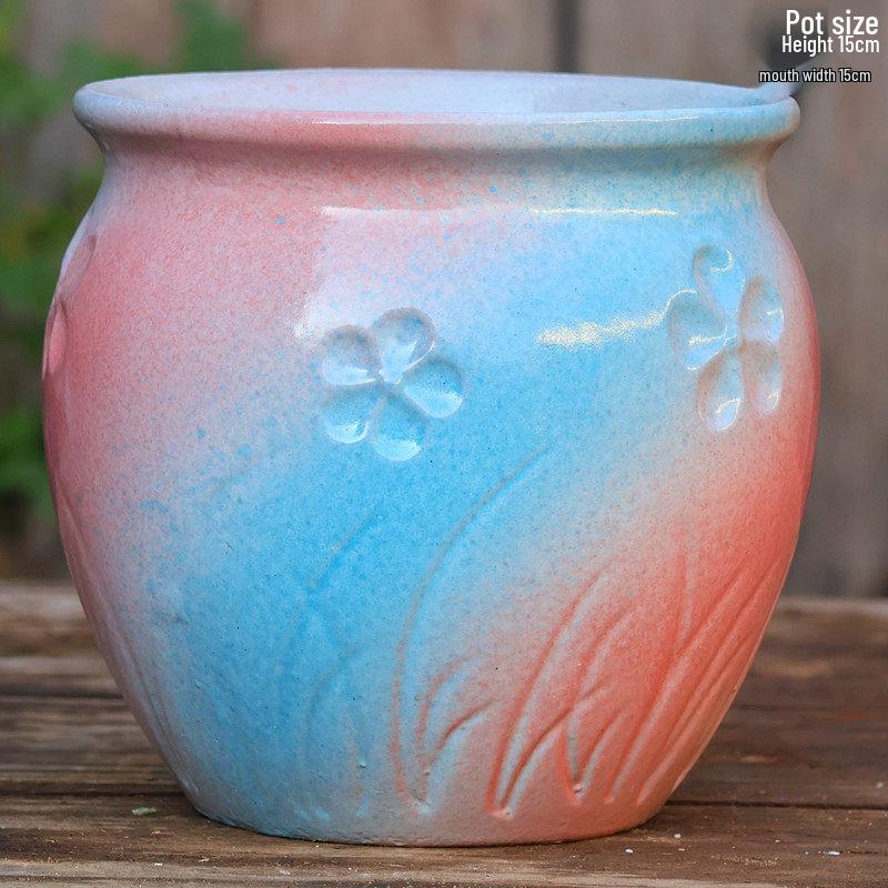 Large Handmade Coarse Ceramic Pot for Succulents and Greenery
