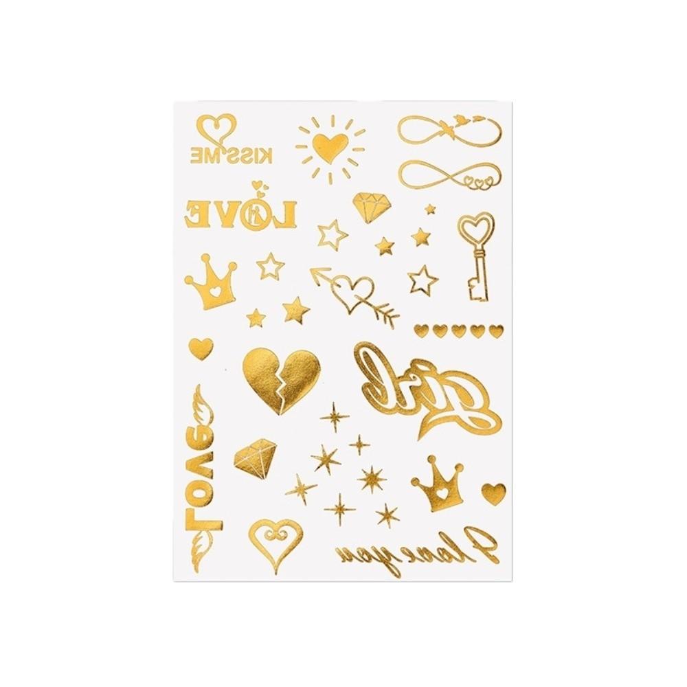 Rose Water Transfer Gold Stamping Tattoo Stickers Fake Waterproof Temporary Tattoo Instant Gold Body Art Sticker Women/Lady/Girl
