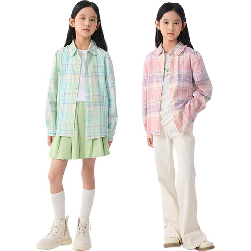 Balabala Girls  Plaid Long-Sleeve Shirt 110