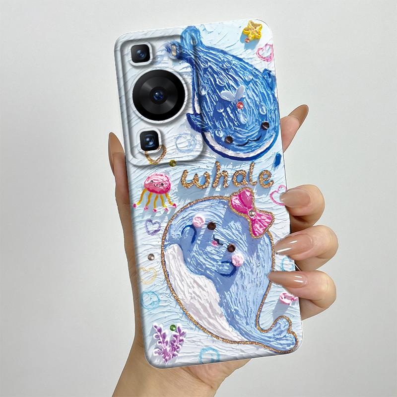 

For Huawei P60 / P60 Pro Phone Case LNA-LX9 MNA-LX9 Soft Silicone Sweet Painted Protective Back Cover Shell Cute Printed Funda Huawei P60 Pro