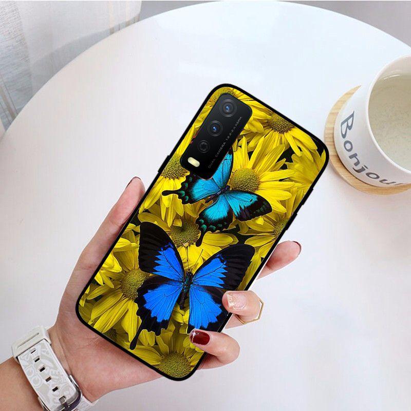 Red Butterfly Roses Flower Phone Cover For Vivo Y31 Y30 Y33S Y11S Y12S Y17 Y20 Y20S Y21S Y1S Y53S Y15 Y19 Y91C V23 Cases Coque