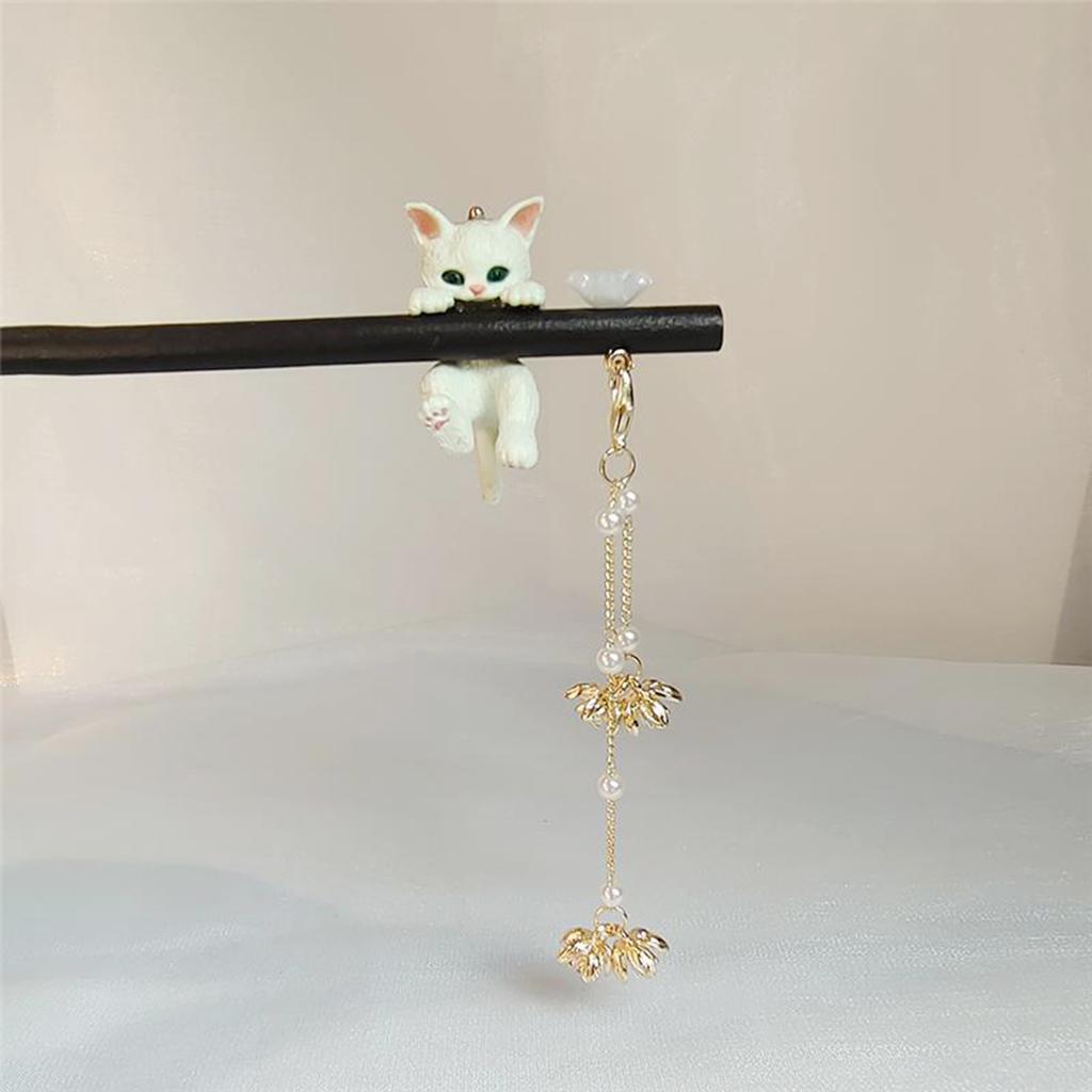 Katzen-Haarnadel im antiken Stil, hochwertige hölzerne Haarnadel mit gewickeltem Haar, florale hölzerne Haarnadel, Pferdekopf-Rock-Accessoire für Frauen