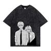 Chainsaw Man Denji Power Manga Panel Vintage Washed T Shirt  Summer Oversized Streetwear Anime Graphic Tee for Men Women