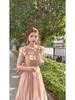 French Ruffle Flutter Sleeve Chiffon Dress - Korean Style Square Neck in Pink for Spring/Summer