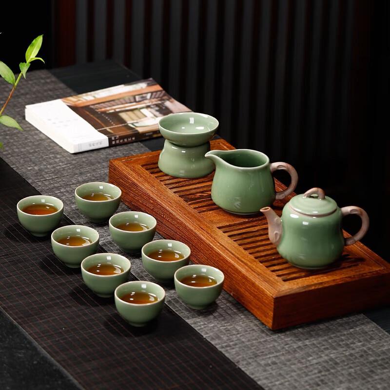 Longquan Celadon 12-Piece Ceramic Tea Set
