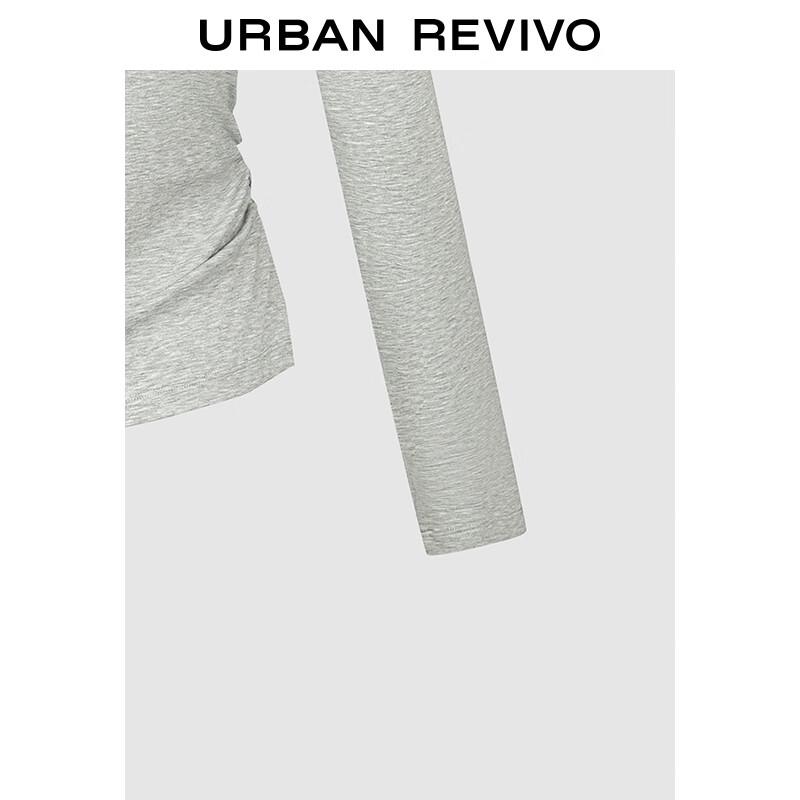 UR 2025 Autumn Women's Slim Fit Draped Pleated Long Sleeve T-Shirt