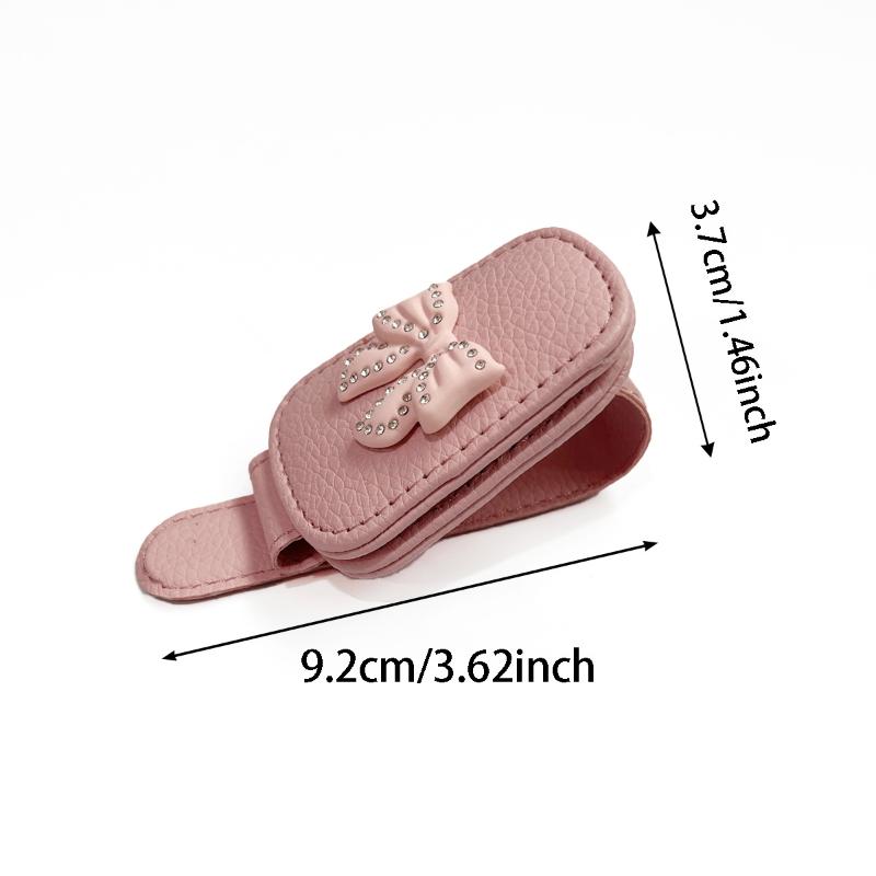 Car Sun Visor Glasses Clip Cute Pink Bow Durable ABS Material Sunglasses Storage Holder Auto Interior Decor