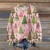 Ladies' Fashionable Casual Long Sleeved Christmas Printed Round Neck Knitted Yarn