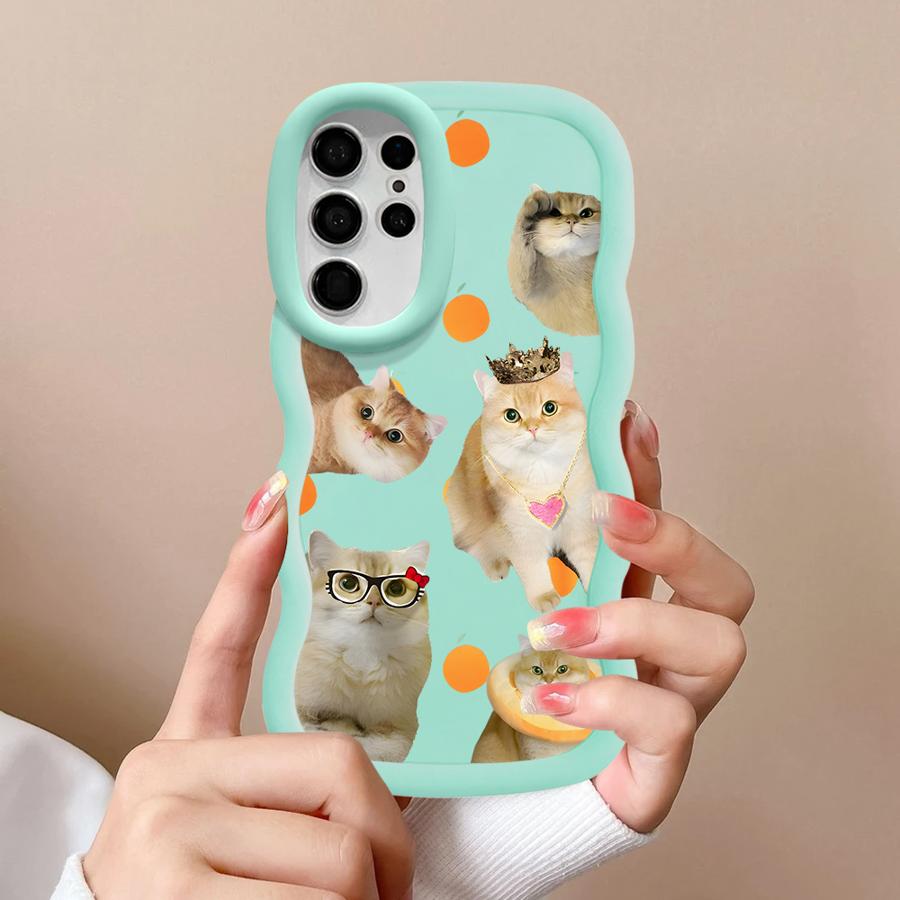 Cute Cat Case for Samsung Galaxy S24 S22 Ultra S21 S25 S23 Plus S20 FE A25 A26 Soft Phone Cover A36 A35 A24 A34 A55 A54