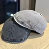 Korean-style Vintage Denim Forward Cap for Women, New Model, Makes the Face Look Smaller, Casual and Versatile, Can Be Worn Backwards, Beret,