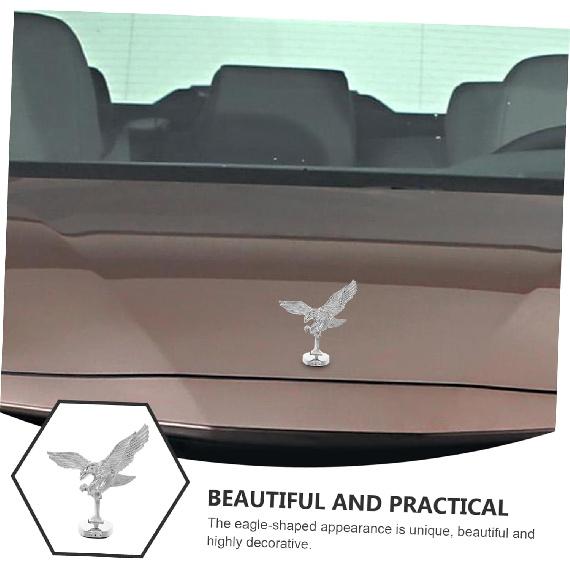 HEALLILY Metal Eagle Car Hood Ornament Truck Sturdy Auto Decor Accessory Easy Install Car Logo Sticker for SUV