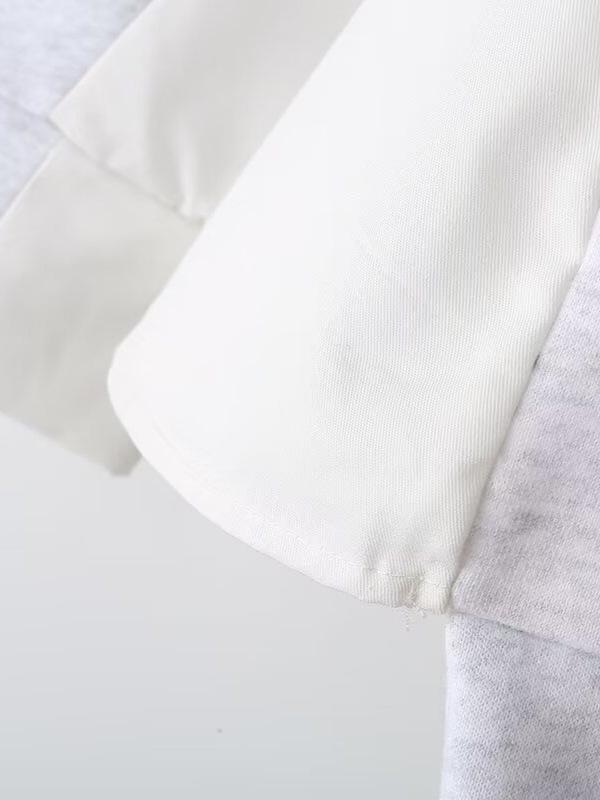 Cross-Border Women's Chic Hooded Patchwork Sweatshirt - French Design