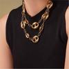 Hollowed Coffee Beans Link Chain Necklace In Stainless Steel With 18K Gold Plated Collar Chains Choker Necklaces for Women