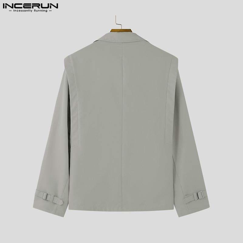 INCERUN Homens Lapela Entalhada Manga Comprida Casacos Casuais Soltos Cargo Casacos