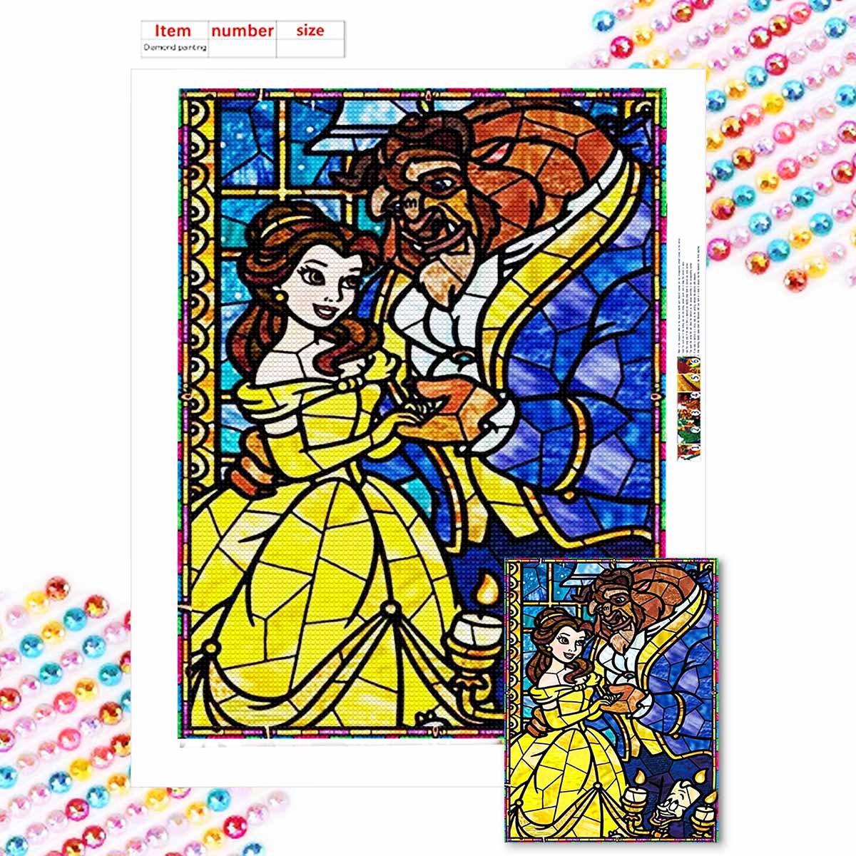 

Полная круглая алмазная живопись Красавица и Чудовище Искусство Стразы Картина Мозаика Сделай сам 5D Вышивка крестом Домашнее украшение Round 20x30cm