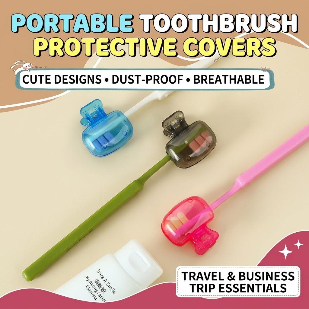 Ventilated Toothbrush Head Cover Clip, Portable Dustproof PP Tooth Brush Protector for Travel Home