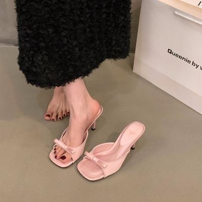 Bow High Heels Slipper Party Dress Women Slippers Shoes Butterfly-knot Summer Open Toe High Heel Ladies Slides Shoes