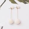 Artificial Hair Ball Drop Earrings for Women Winter Round Long Tassel Earrings Statement Red Black Ear Jewelry